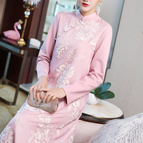 Retro Republic of China Tea Clothing National Improved Cheongsam Dress Chinese Style Womens Chinese Tea Clothing Womens Autumn Dress