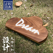 Creative matte acrylic word solid wood door plate engraving listing personalized B & B tag design customization