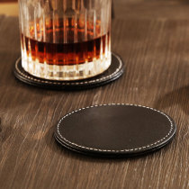 Black leather coaster premium cocktail mat non-slip mat bar mat European creative leather coaster padded set