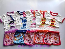 Daily single childrens face super short-sleeved suit summer mesh cotton super soft cotton short-sleeved shorts casual cartoon half-sleeved