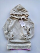 Girls spring and autumn terry coat childrens hooded pullover sweater pure cotton mid-length casual cardigan long-sleeved top