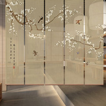 Modern semi-transparent hanging screen lifting roller blind semi-shading bedroom window sill hanging soft partition flower and bird curtain