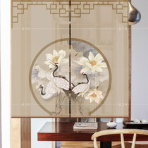 Customized Chinese porch hanging screen soft partition lifting shading study partition semi-transparent fashion roller curtain-dance crane