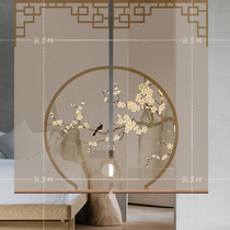 Modern Chinese partition hanging cloth curtain shading screen porch semi-transparent hanging screen rolling curtain curtain-a curtain