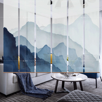 Modern Chinese fashion porch living room bedroom study Hotel partition semi-transparent hanging screen roller curtain-pillow mountain perch Valley