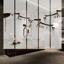 Modern porch living room bedroom study Hotel partition semi-transparent fashion Chinese hanging screen roller curtain-heavy Ridge high Eaves