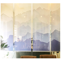 Chinese soft partition hanging curtain screen bedroom living room entrance semi-transparent hanging screen roller curtain-high mountains