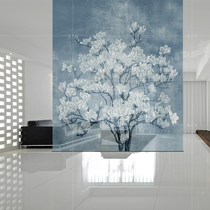 New Chinese partition hanging screen bedroom study living room entrance semi-transparent hanging screen roller curtain-Zhilan Yushu