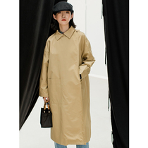 (VIMIE) spring and autumn simple design sense elegant temperament loose thin long windbreaker coat women