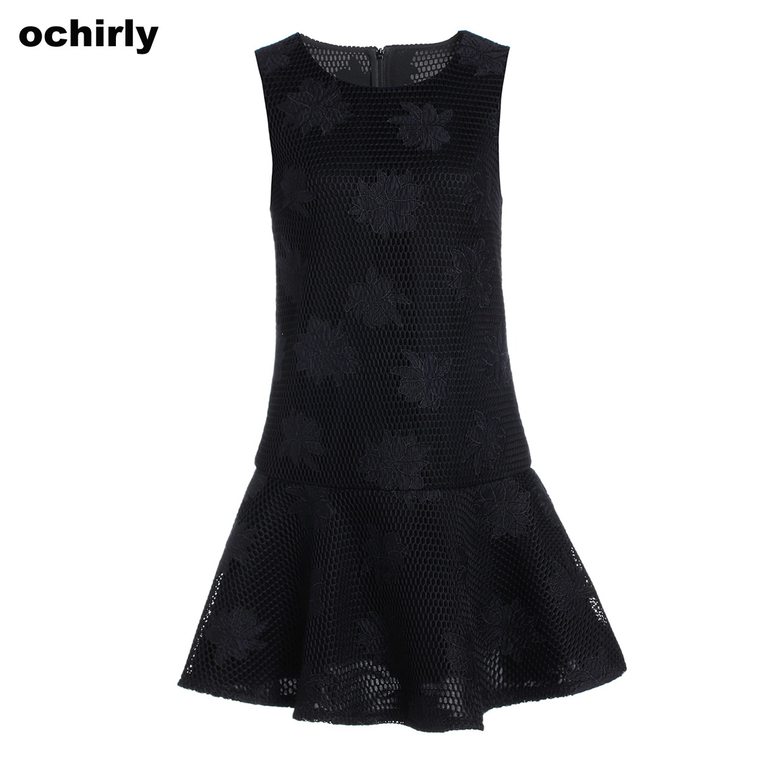 【新降5折】Ochirly欧时力网纹绣花短款连衣裙1152082210