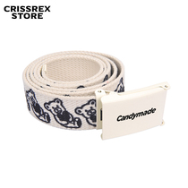 Crissrex Store Candymade First Anniversary Series Love Bear String Logo Retro Canvas Belt