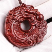 Hot sale Small leaf rosewood fish dragon play handle pieces Couple pendant accessories Keychain wood carving pendant safety