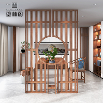 Chinese style screen partition wall living room door-to-door wood grid block fury entrance hall hotel Hall falling flower access