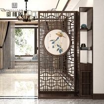 Chinese solid wood screen partition living room dining room blocking porch cabinet flowers and birds entering the door to the door hollow customization