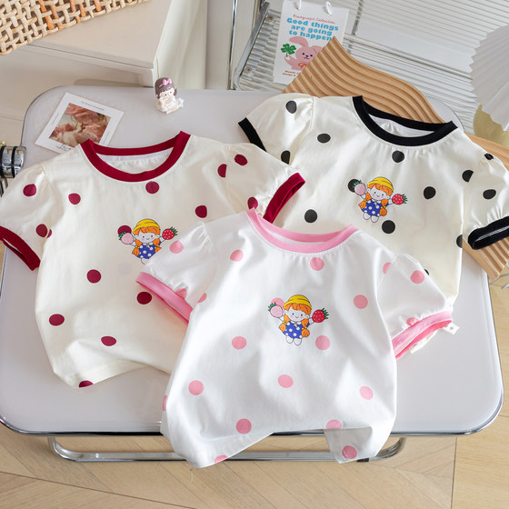 Girls Pure Cotton Short Sleeve 2025 Summer New Baby Cute Polka Dot T-shirt Cartoon Print Princess Half Sleeve Top 3
Girls Pure Cotton Short Sleeve 2025 Summer New Baby Cute Polka Dot T-shirt Cartoon Print Princess Half Sleeve Top 3