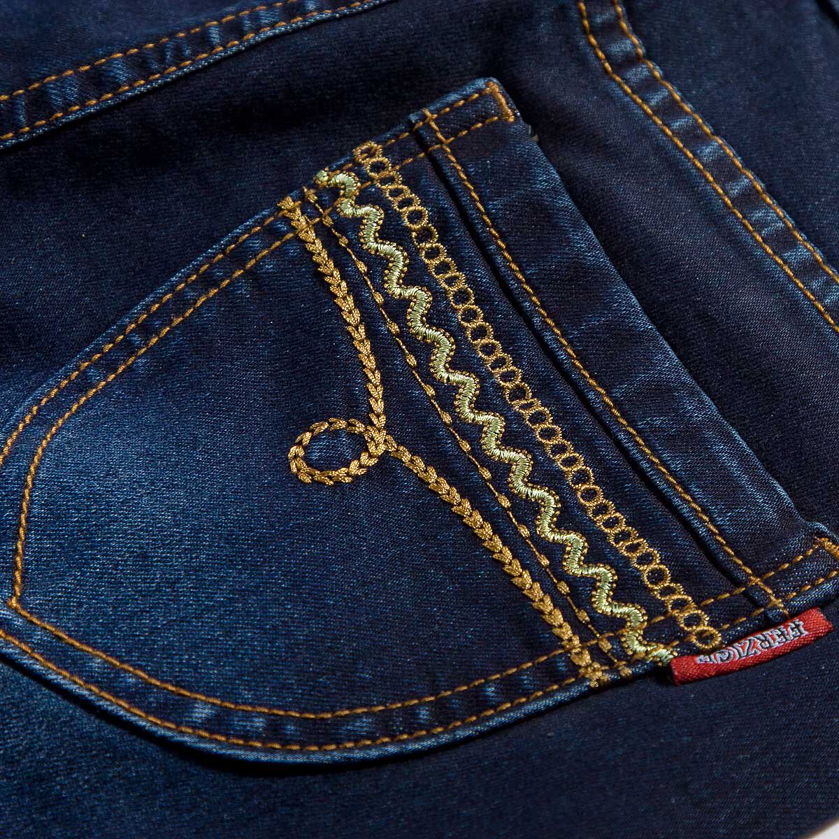 风姿歌 2017夏季高腰韩版修身百搭弹力微喇牛仔裤女绣花长裤3166