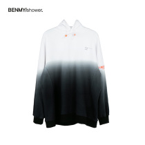 benmyshower national tide hanging dyeing sweater hooded couple tide loose gradient sweater men spring 2021 new
