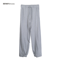 benmyshower national tide loose knitted pants tide brand couple drawstring feet solid color sports pants high waist casual pants