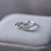 s925 sterling silver ring female auspicious lock Net Red simple design niche light luxury vegetal ring opening adjustable diet finger ring