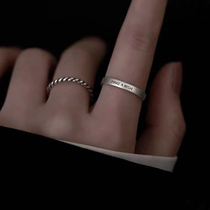 925 sterling silver wishing English ring female Japanese and Korean advanced sense adjustable niche light luxury simple twist food ring