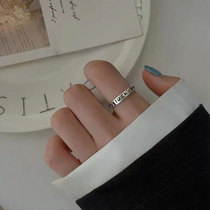 s925 sterling silver lucky silver ring female tide simple texture ins personality fashion Hong Kong style retro old ring