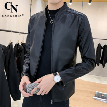 Leather leather men's top layer leather jacket spring and autumn thin sheep leather fashion handsome Haining 2021 new coat