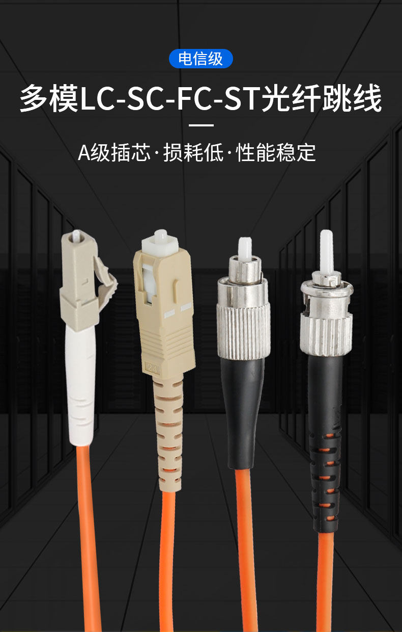 多模单芯光纤跳线lc-lc电信级lc转sc-fc-st尾纤跳线光钎线1/3/5米