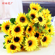 7 Head simulation sunflower bouquet silk flower fake flower plastic flower sunflower dance props hand flower 6 bunch