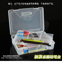 Large double-layer transparent pen box Sketch charcoal pencil box Multi-layer stationery box Art supplies three-row storage box