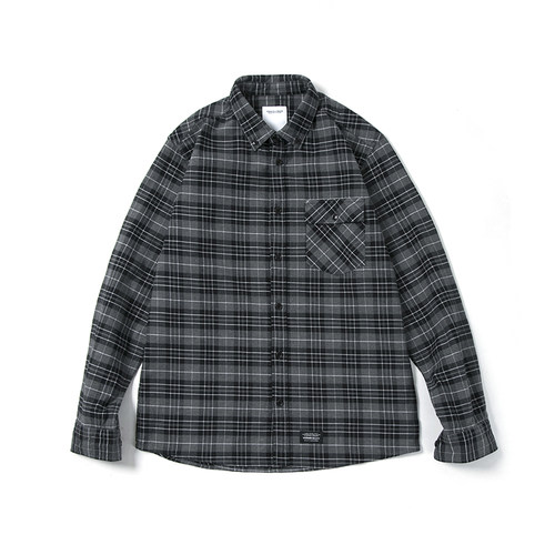 vermicelli 2017aw原创设计潮牌长袖衬衫男宽松灰黑格子衬衫_7折现价