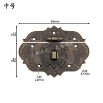 Mid-number antique panel lock cards lockable large wooden case lock first decorated case buckle wood case lock cabinet lock zinc alloy