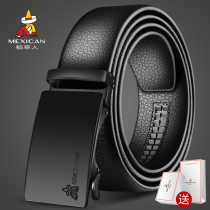 Scarecrow mens belt leather automatic Buckle Head layer cowhide belt business young and middle-aged trousers belt men Korean version tide