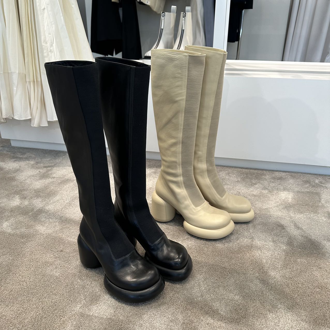 Jil Sander female section Round Waterproof Bench High Heel High Drum Boots JS38033A11 15-Taobao