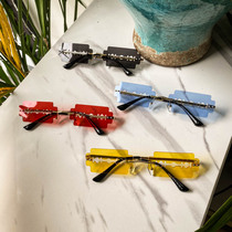 Razor rectangular borderless personality translucent sunglasses blade fashion tide small frame Punk ins anchor glasses