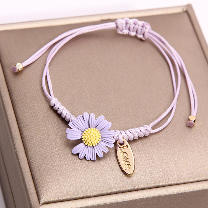 简约森系情侣小雏菊手链女小清新学生手工编织手串手环可爱礼物潮