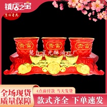 Crystal tea cup wine glass three for a cup Guanyin Guanyin for the Buddhas house to stand up for the financial and financial god