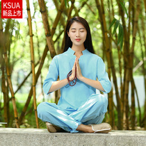 Home Clothing Womens Suit Cotton Numb to Dress Zen tea Zen suit Two sets of loose Zen Costume China Wind