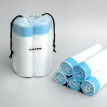 Rope garbage bag Household kitchen bathroom portable automatic closing thickened drawstring plastic bag 5 rolls