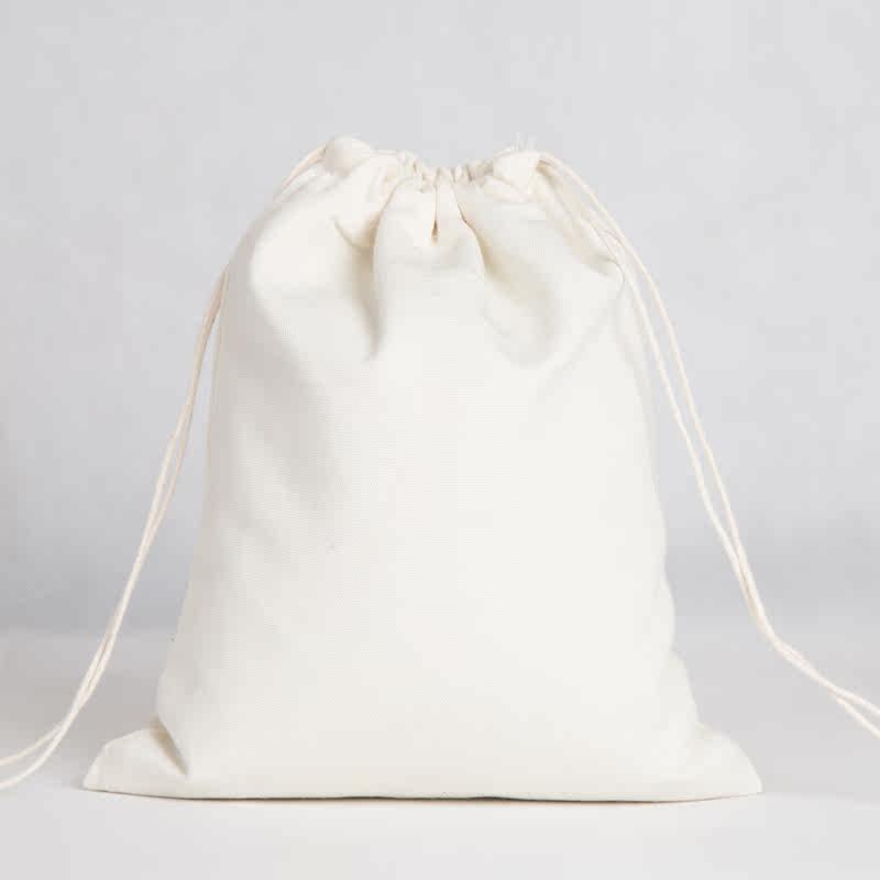 空白布袋定制小布袋子棉麻束口袋 双抽绳袋棉布袋定做印logo现货