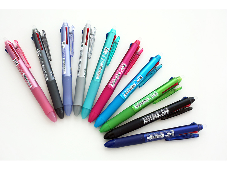 日本pilot百乐三色可擦笔lkfb-60ef 60uf按动多功能水笔0.38/0.