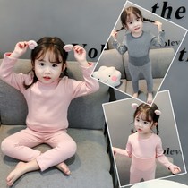Kids striped high-waisted lingerie set autumn winter baby warm pullover pajamas girls kids homewear autumn underwear