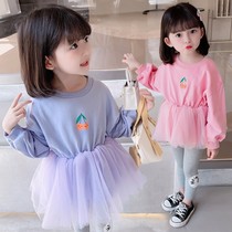 Girls sweatshirt spring and autumn new female treasure Korean version T-shirt foreign gas baby childrens wear long sleeves tops little girl tide clothes 2