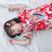 Childrens Japanese kimono pajama set girls sweat steaming clothes baby girl new summer thin homewear air conditioning suits