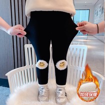 Baby plus fleece leggings outside wear autumn and winter girls 2021 new thick pants infant childrens net red pants
