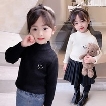 Girls semi-turtleneck solid color knitwear fall winter baby 2021 new style underwear sweater childrens versatile undershirt