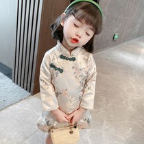 One-year-old baby girl dress cheongsam girl 2021 new Tang costume spring and autumn style childrens Chinese style dress