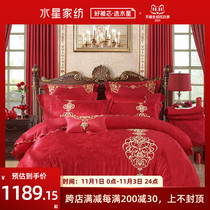 Mercury home textile wedding 40 or 60 sets of wedding big red sheets quilt cover Shengshi Imperial Concubine (counter same)