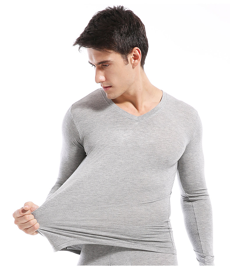 莫代尔秋衣男士薄款紧身打底单件上衣线衣内穿棉毛衫保暖内衣套装