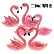 Pink lovebird cake ornaments Flamingo cake decoration doll birthday wedding Valentine party