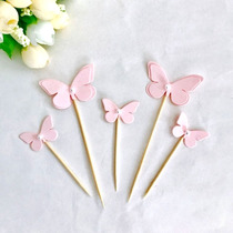 Pink Pearl butterfly cake decoration plug-in theme party dessert table dress up baking supplies 5